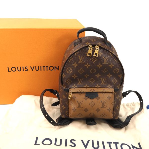 3100766 32n 10 Louis Vuitton Monogram Reverse PVC Leather Palm Springs Pack Bag Brown Black