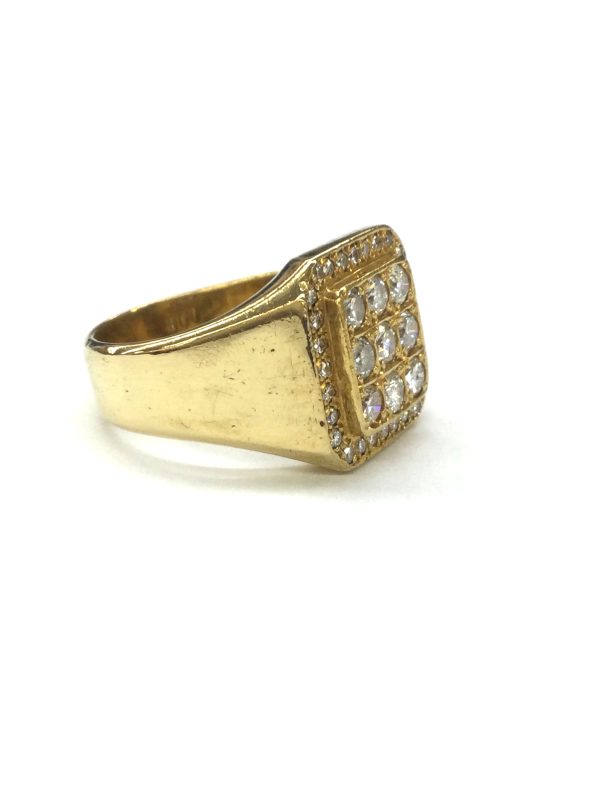 3103159 641n 3 Seal Stand Diamond Wide Design Nasu Shiobara Ring Yellow Gold