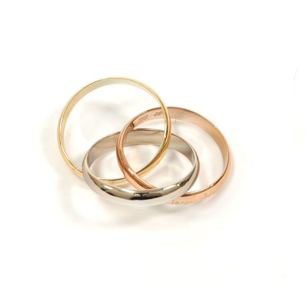 3103407 25n 3 Cartier Trinity MM Engraved 3 Colors Popular Ring Gold Silver