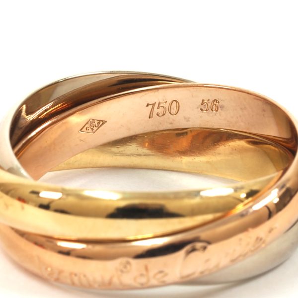 3103407 25n 4 Cartier Trinity MM Engraved 3 Colors Popular Ring Gold Silver