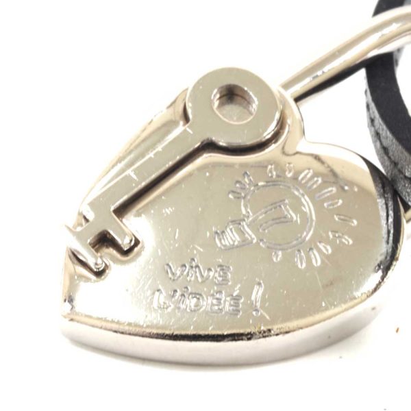 3103464 2n 5 Hermes Kanade Fantasy Lock Heart GP Leather Necklace Silver