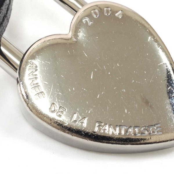 3103464 2n 6 Hermes Kanade Fantasy Lock Heart GP Leather Necklace Silver