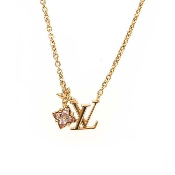 3103494 18n 1 Louis Vuitton LV Lulu Glam Metal Truss Flower Charm Necklace Yellow Pink Gold