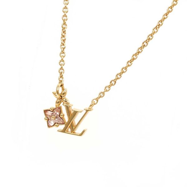 3103494 18n 2 Louis Vuitton LV Lulu Glam Metal Truss Flower Charm Necklace Yellow Pink Gold