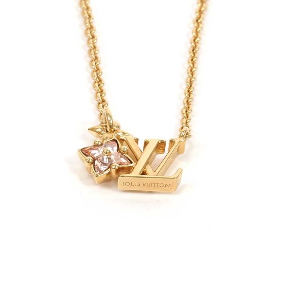 3103494 18n 5 Louis Vuitton LV Lulu Glam Metal Truss Flower Charm Necklace Yellow Pink Gold