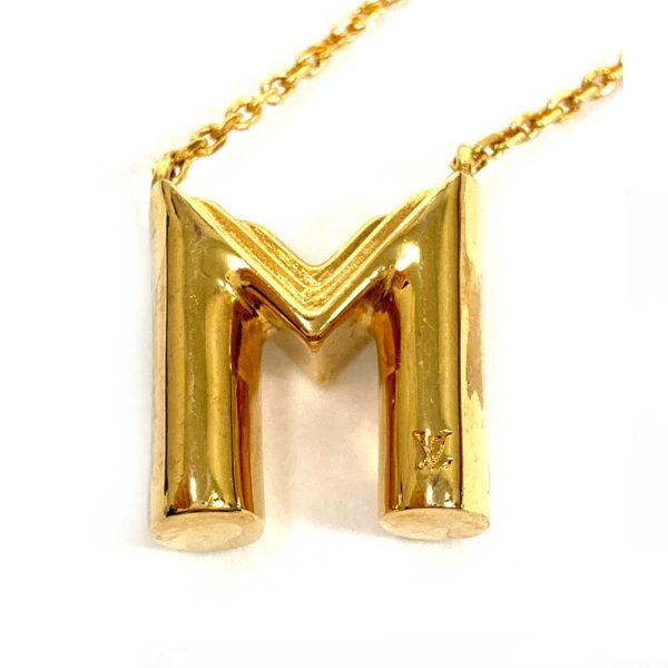 3103494 20n 1 Louis Vuitton LVME M Plated Initial Necklace Gold