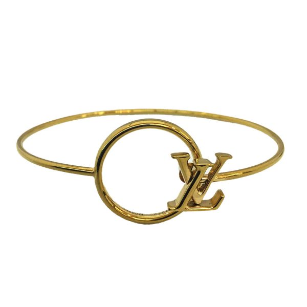 31035479317 1t Louis Vuitton Rigid LV Eclipse M Logo Plated Bracelet Gold