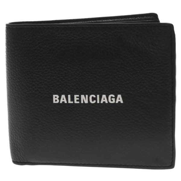 3124f140005 1 BALENCIAGA Cash Square Folded Wallet Leather Black