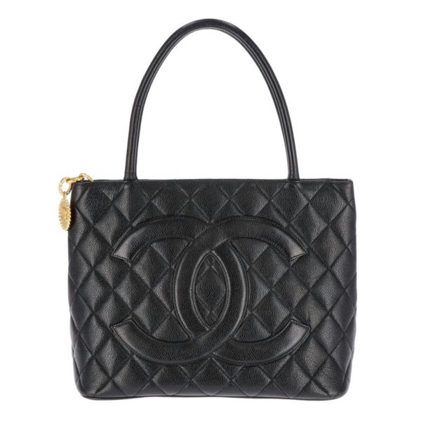 31582 1 Chanel Reprint Tote Caviar Skin Black