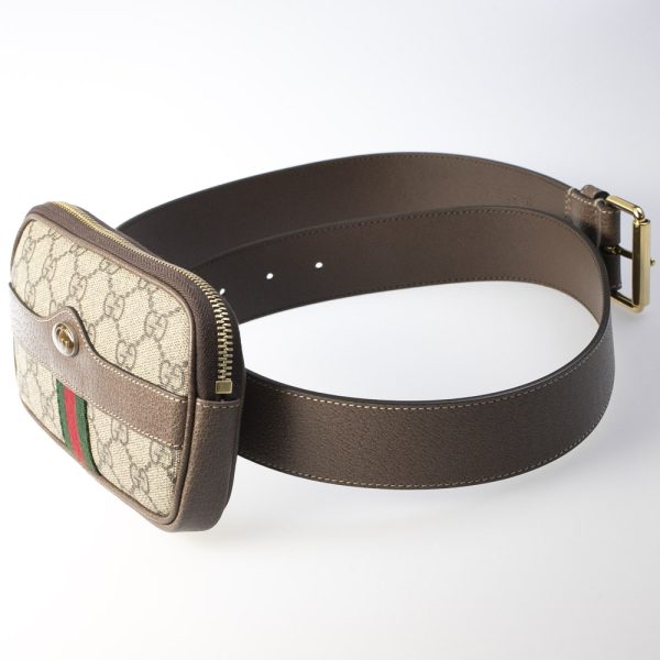 320110kwa010003 2 Gucci Ophidia GG Supreme Waist Pouch Leather Belt Bag Beige