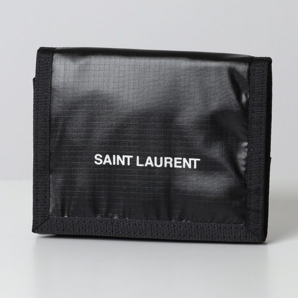 320508513 1 Saint Laurent Trifold Mini Bean Wallet Logo Black