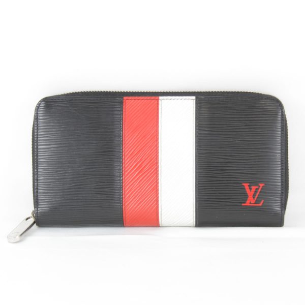 3205230705309t 1 Louis Vuitton Epi Zippy Wallet Long Wallet Epi Leather BlackRedWhite