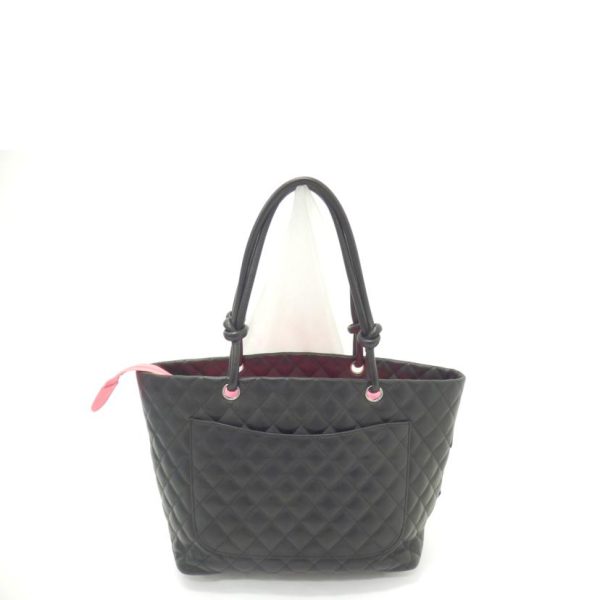 32189 2 Chanel Cambon Line Coco Mark Tote Bag Black