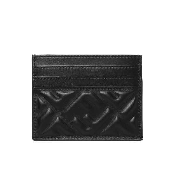 32607 2 Fendi Card Case Leather Wallet Black