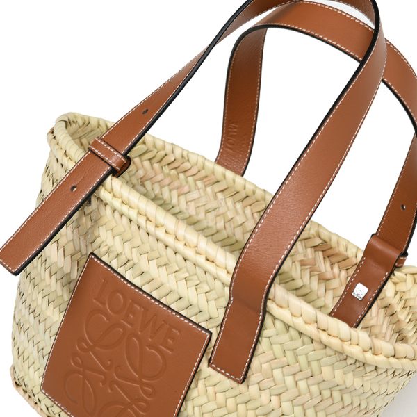 32702s93 2435 5 Loewe Natural Small Leather Basket Bag Beige