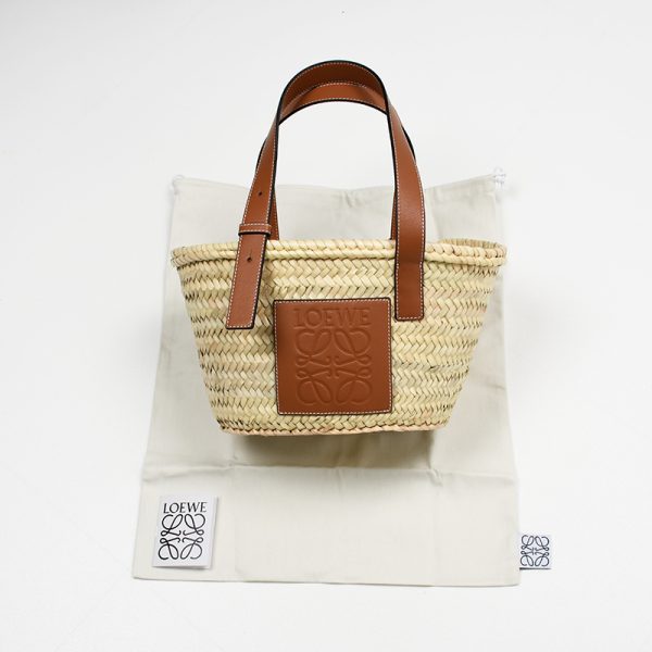 32702s93 2435 6 Loewe Natural Small Leather Basket Bag Beige