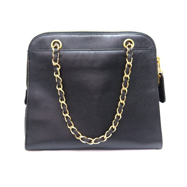 3308 2 Chanel Chain Leather Handbag Black