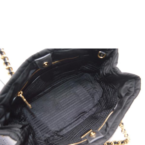 33267 5 Prada Tessuto Nylon Quilted Chain Tote Bag Black