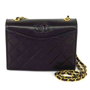 33562 1 CHANEL Matelasse Cambon Line Crossbody Shoulder Bag Black Leather