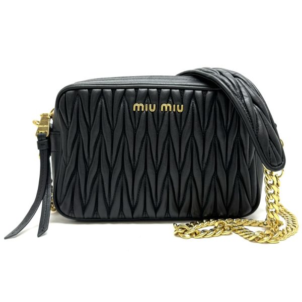 33750 0 Miumiu Nappa Leather Matelasse Shoulder Bag Black