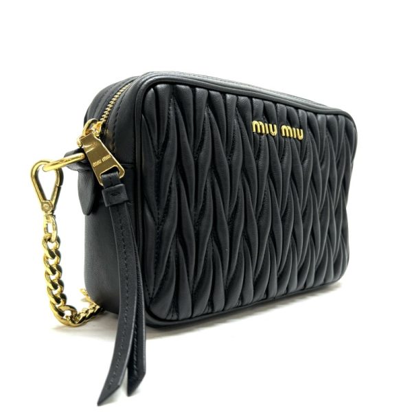 33750 1 Miumiu Nappa Leather Matelasse Shoulder Bag Black