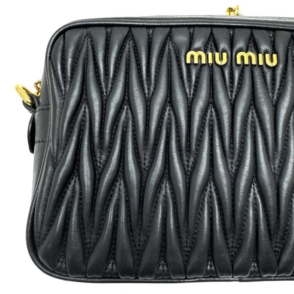 33750 2 Miumiu Nappa Leather Matelasse Shoulder Bag Black