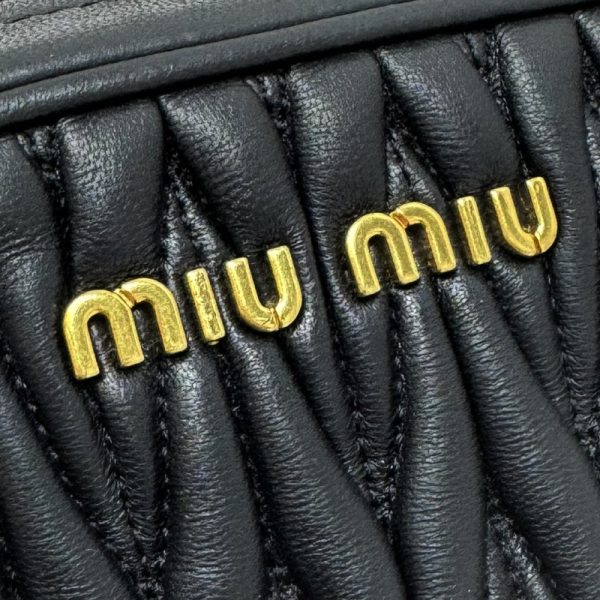 33750 7 Miumiu Nappa Leather Matelasse Shoulder Bag Black