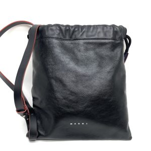 33797 0 Marni Leather Shoulder Bag Black Navy Black Silver