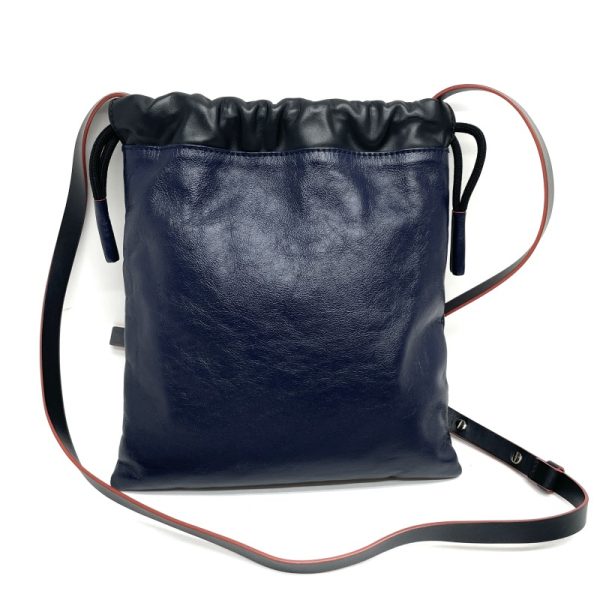 33797 1 Marni Leather Shoulder Bag Black Navy Black Silver