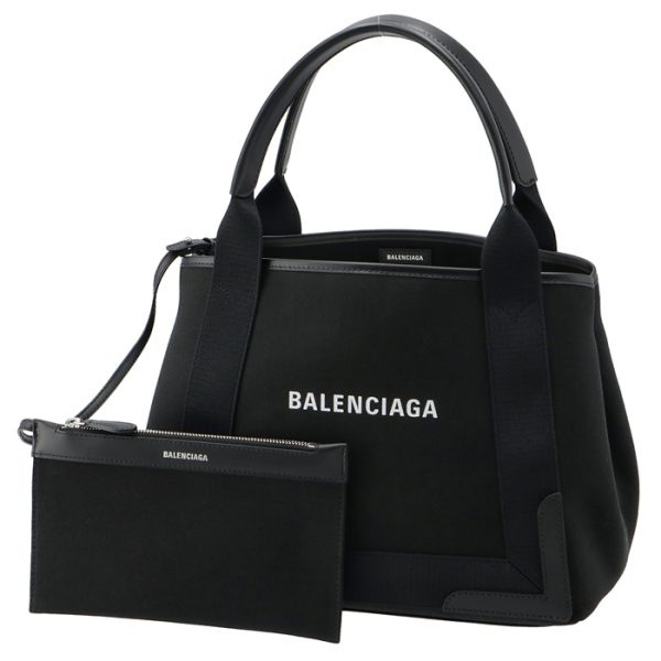 3399332hh3n1000 1 Balenciaga Navy Hippo Small Canvas Tote Bag Black