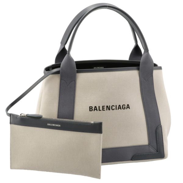 3399332hh3n1381 Balenciaga Navy Hippo Small Canvas Tote Bag Gray