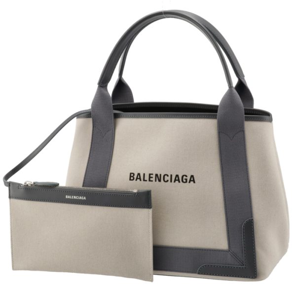 3399332hh3n1381 1 Balenciaga Navy Hippo Small Canvas Tote Bag Gray