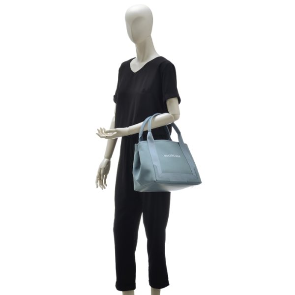 3399332hh3n4790 8 Balenciaga Navy Hippo Small Canvas Tote Bag Blue Gray