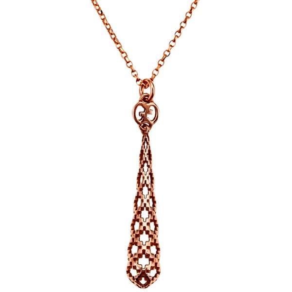 341255 j8500 5702 01 Gucci Diamantissima Drop Necklace Pink Gold