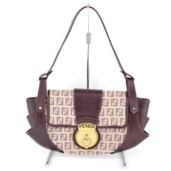 3475240408444t 1 Fendi Zucchino Canvas Handbag Dark Purple