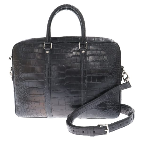 3524b110012 1 LOUIS VUITTON Crocodile Matte Pdv Pm Porto Documan Business Handbag Leather Black