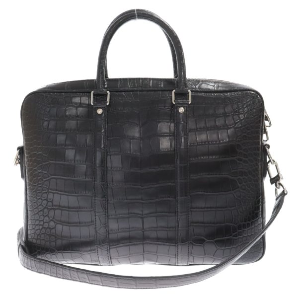 3524b110012 2 LOUIS VUITTON Crocodile Matte Pdv Pm Porto Documan Business Handbag Leather Black