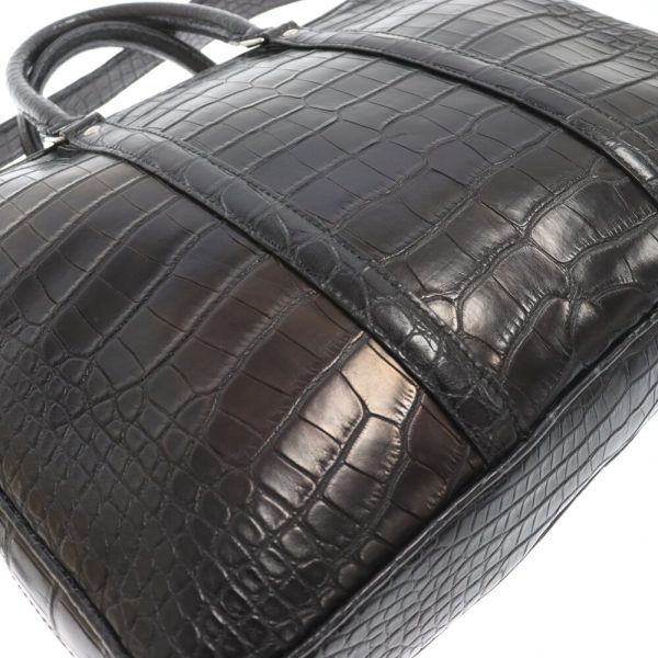 3524b110012 4 LOUIS VUITTON Crocodile Matte Pdv Pm Porto Documan Business Handbag Leather Black