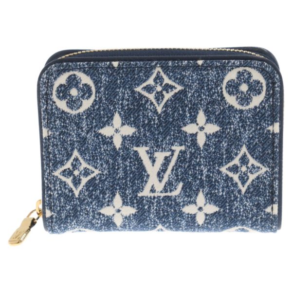 3524d270003 1 Louis Vuitton Monogram Denim Jacquard Zippy Coin Purse Case Wallet Blue