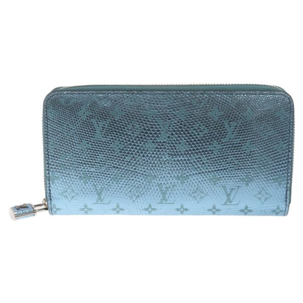 3524d270020 1 LOUIS VUITTON Lizard Monogram Metalized Zippy Wallet Leather Blue