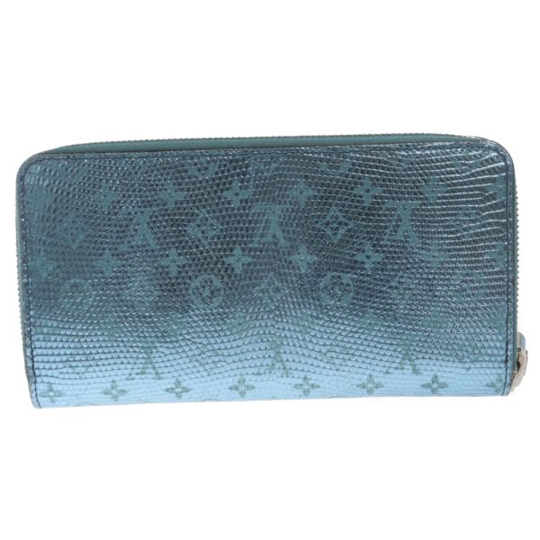 3524d270020 2 LOUIS VUITTON Lizard Monogram Metalized Zippy Wallet Leather Blue