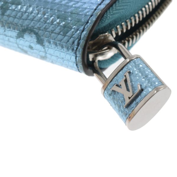 3524d270020 5 LOUIS VUITTON Lizard Monogram Metalized Zippy Wallet Leather Blue