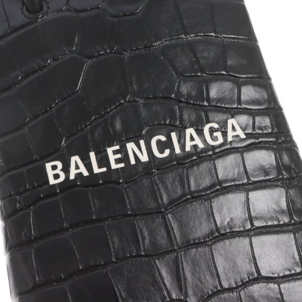 3524e310017 5 BALENCIAGA Shopping Phone Holder Handbag Leather Black