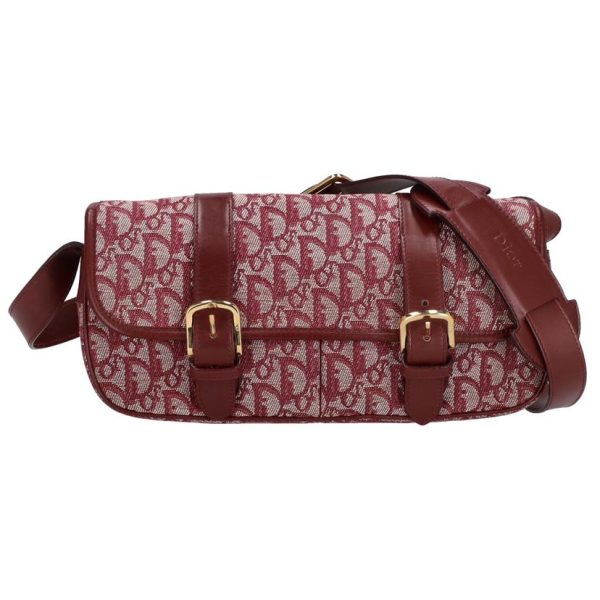 35443 1 Christian Dior Trotter Pattern Shoulder Bag Red