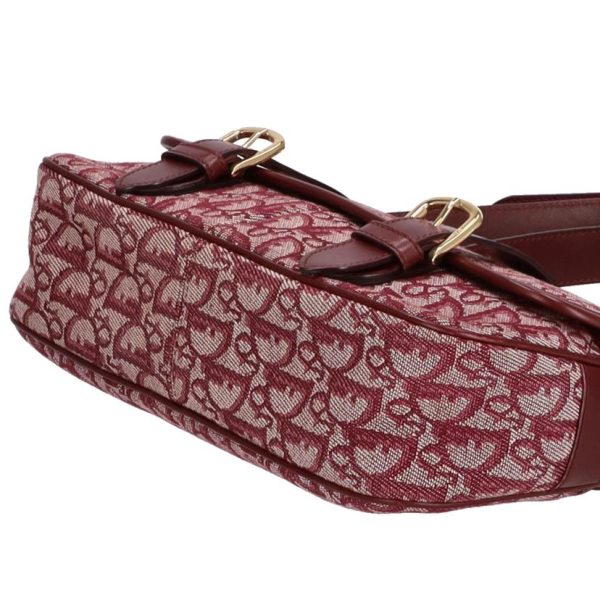 35443 3 Christian Dior Trotter Pattern Shoulder Bag Red