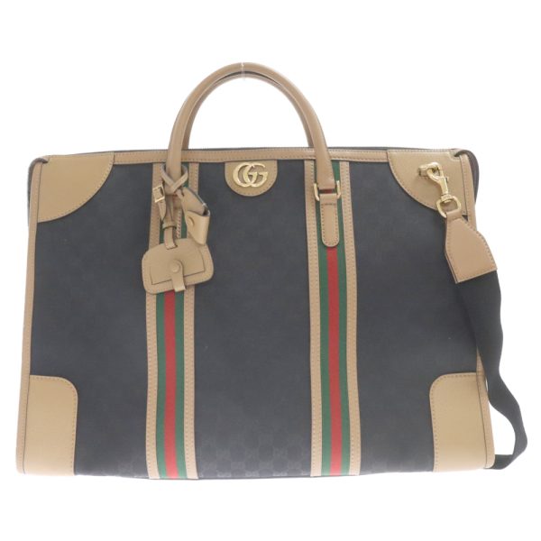 3624b260002 1 Gucci GG Canvas Leather Extra Large Double G 2WAY Duffle Bag Boston Bag Black