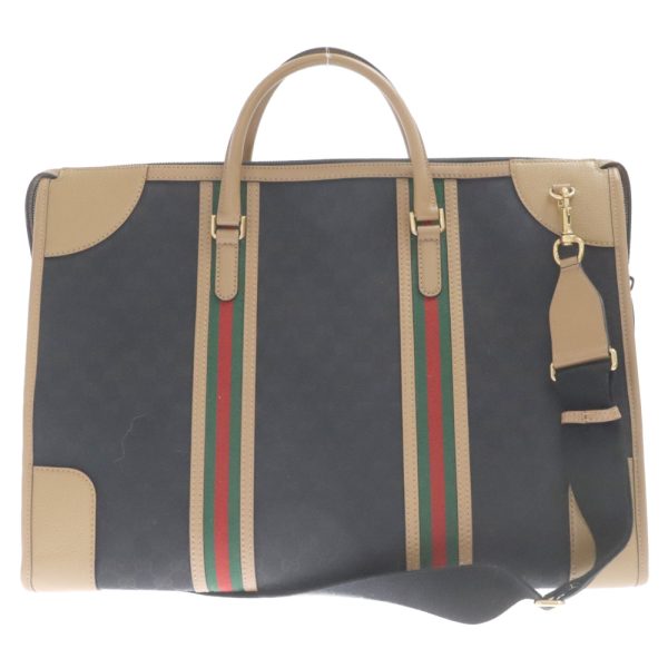 3624b260002 2 Gucci GG Canvas Leather Extra Large Double G 2WAY Duffle Bag Boston Bag Black