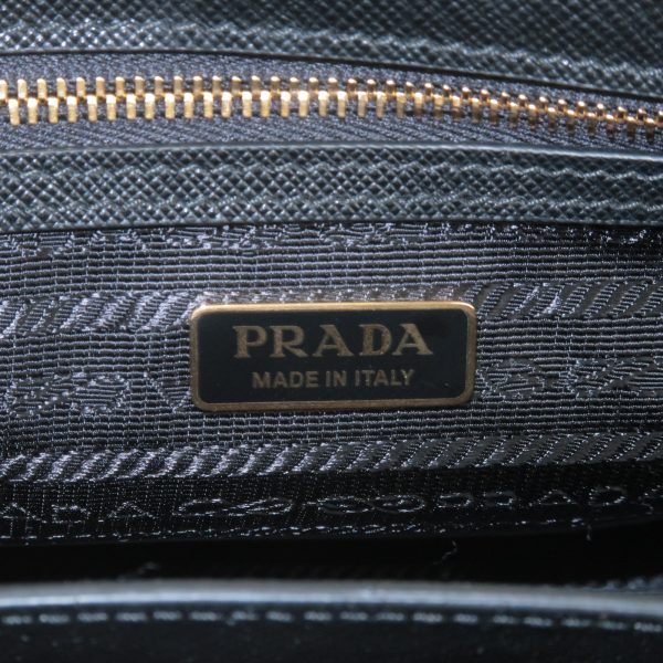 36701 17 11 Prada Symbol Embroidery Leather 2 Way Shoulder Bag Beige Black