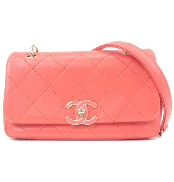 36749 15 1 Chanel Mini Matelasse Crossbody Chain Lambskin Shoulder Bag Pink