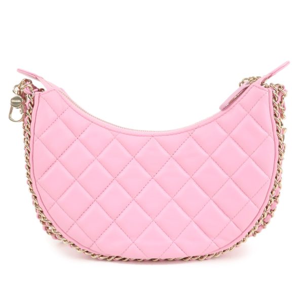 36941 6 2 Chanel Matelasse Small Hobo Chain Lambskin Shoulder Bag Pink